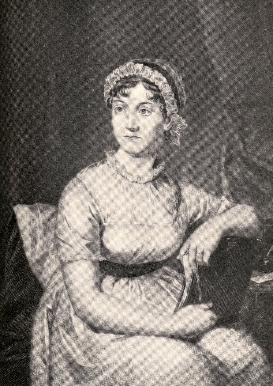 Jane Austen (1775-1817) ilustração de &39;Pequenas jornadas para as casas de mulheres famosas&39;, publicado em 1897 (ver também 331580) de English School