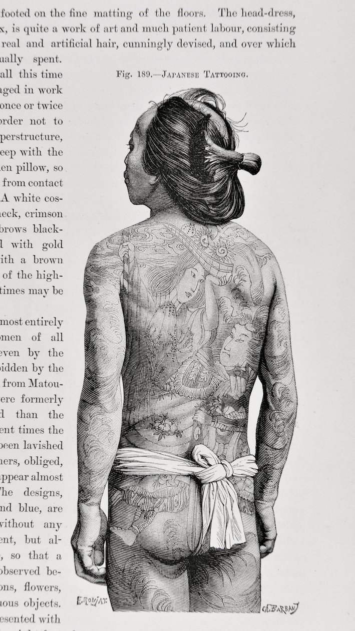 Homem tatuado japonês de English School