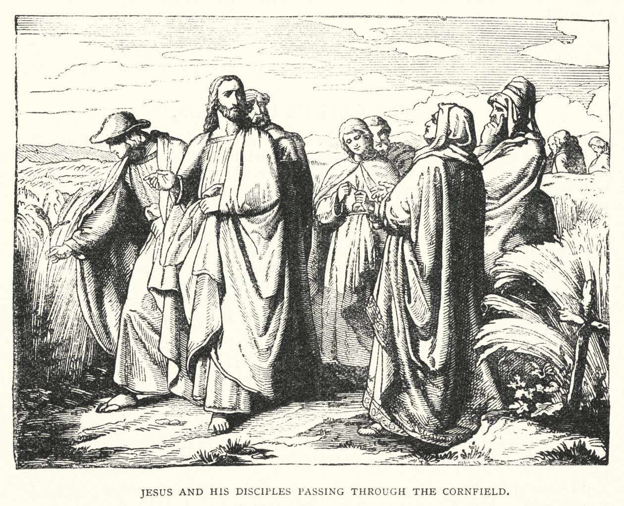 Jesus e seus Discípulos passando pelo Cornfield (gravura) de English School