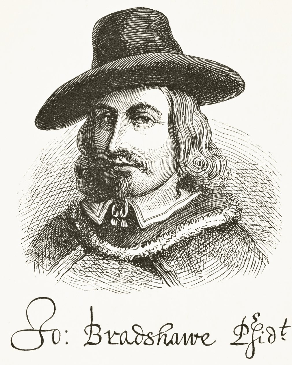 John Bradshaw, de "A História Nacional e Doméstica da Inglaterra", de William Hickman Smith Aubrey (1858-1916) publicou Londres, c.1890 de English School