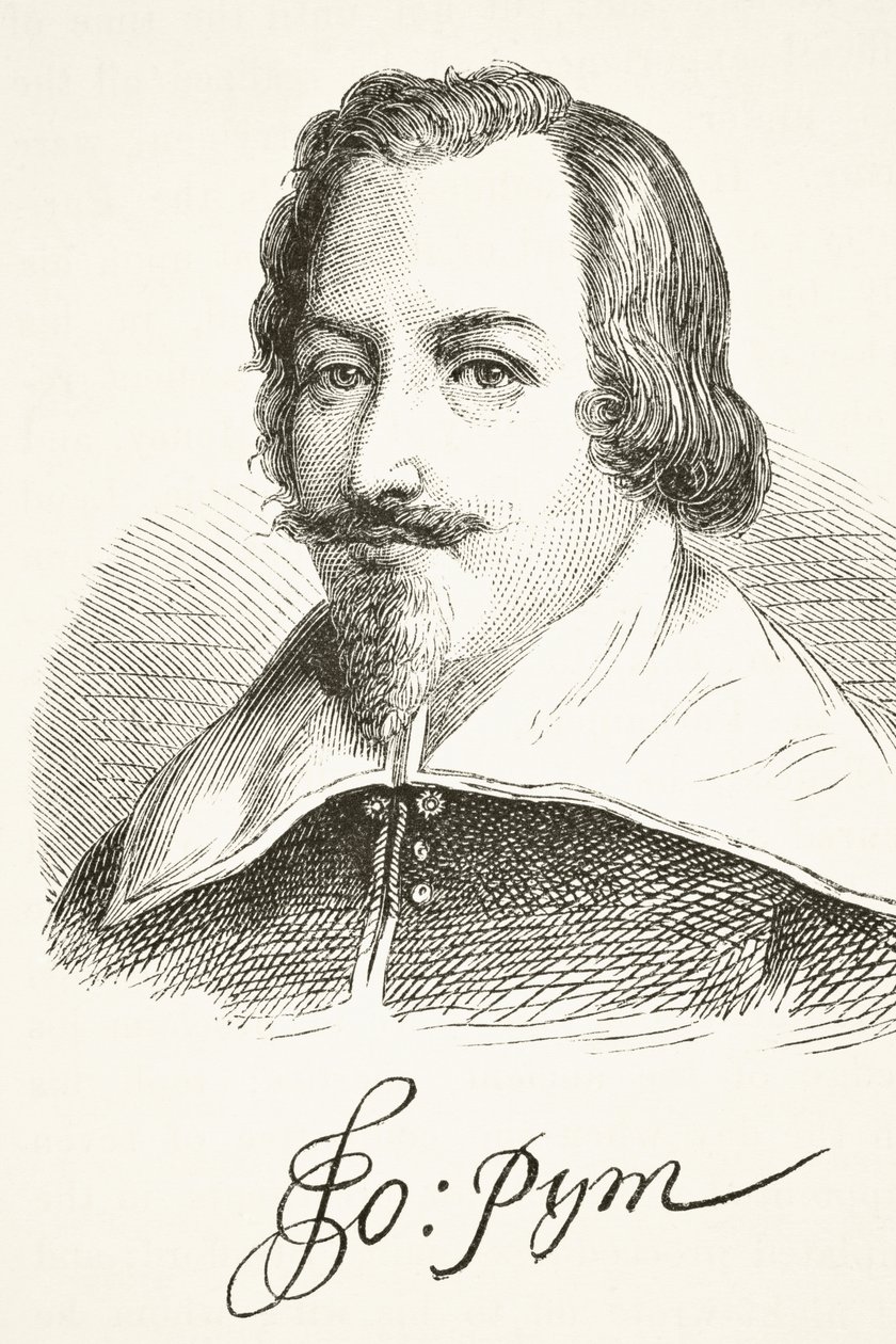 John Pym, de "A História Nacional e Doméstica da Inglaterra", de William Hickman Smith Aubrey (1858-1916) publicou Londres, c.1890 de English School