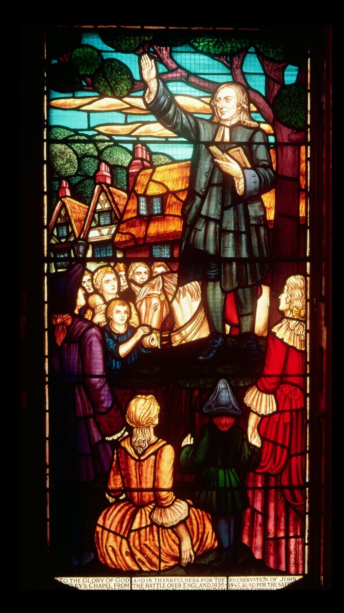 John Wesley (1703-91) Pregando os Evangelhos na Inglaterra, c.1890 de English School