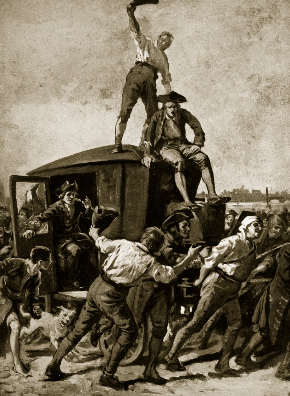 John Wilkes divulgado pela turba londrina, 1768, ilustração de Hutchinsons História da nação britânica, c.1923 de English School