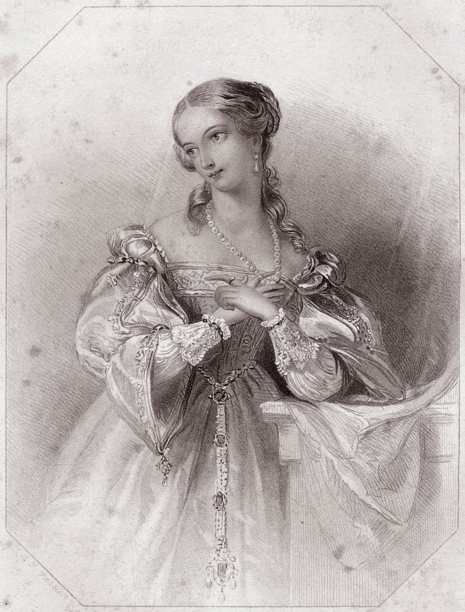 Juliette (Romeu e Julieta - Romeu e Julieta) em - "Galerie des femmes de Shakespeare, coleção de quarenta e cinco retratos sérios dos primeiros artistas de Londres, enriquecidos com avisos críticos e literários" por volta de 1838 - da "Galerie des femmes d de English School