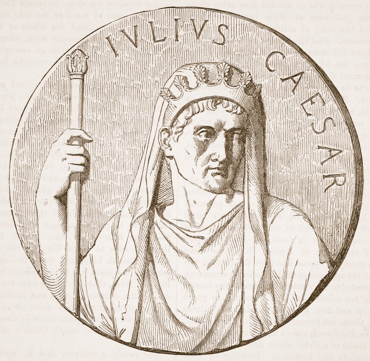 Júlio César, ilustração da história ilustrada de Cassells da Inglaterra (foto sépia) de English School
