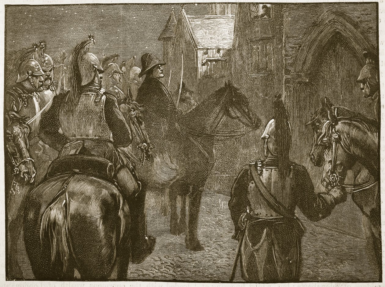 Sequestro do Duque Denghien, 1804, ilustração da História Ilustrada de Cassells da Inglaterra (foto sépia) de English School