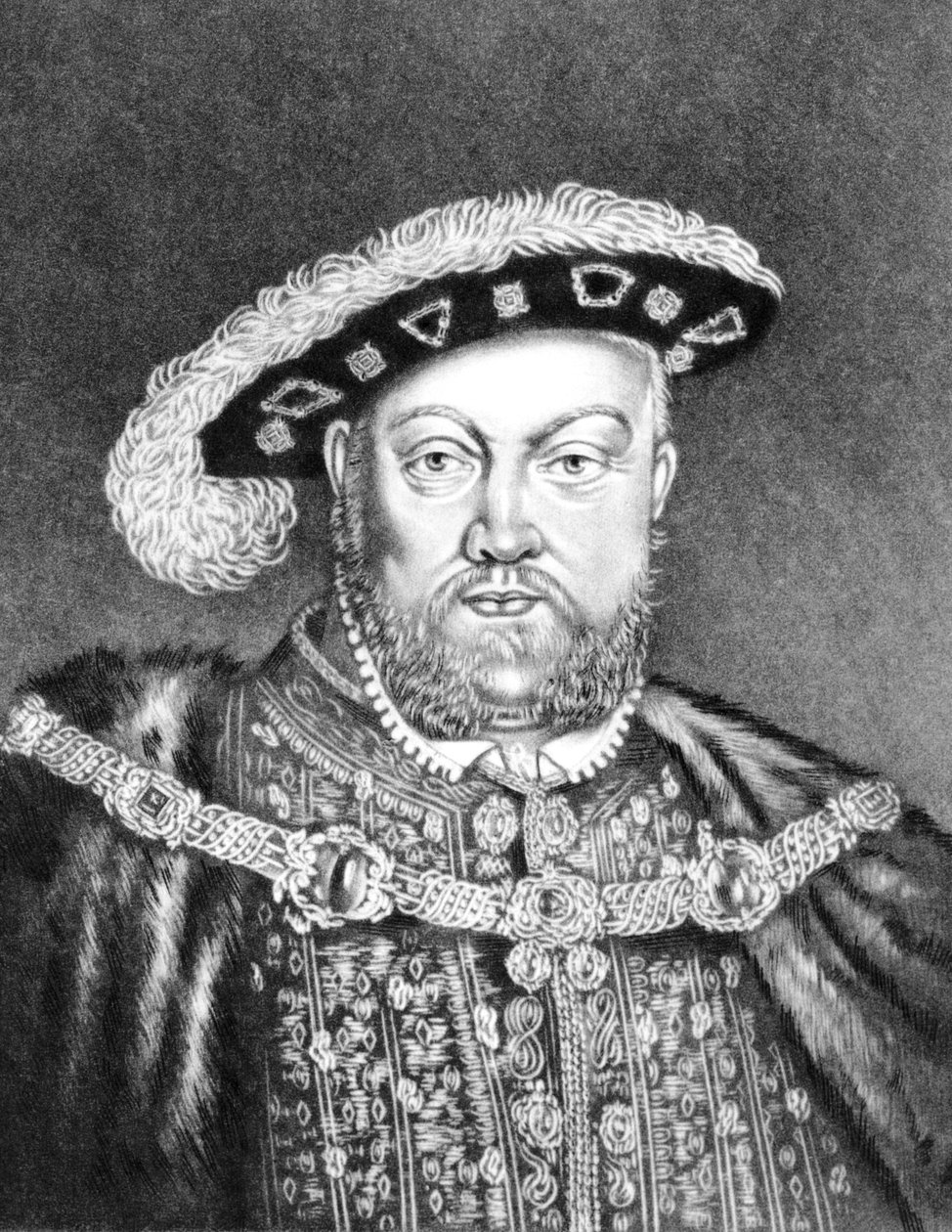 Ilustração de rei Henrique VIII (c1491-1547) de &39;Retratos de personagens ilustres na história britânica&39;, (mezzotint) de English School