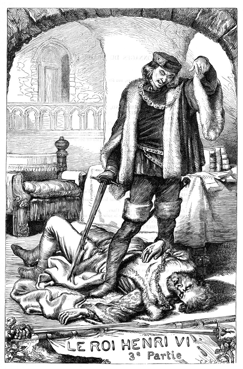 Rei Henrique VI - Henrique VI Parte 3 - Ilustração em "Completes de William Shakespeare" 1866 - As ilustrações e a forma geral desta edição são emprestadas do Shakespeare ilustrado de Cassell, publicado em Londres de English School