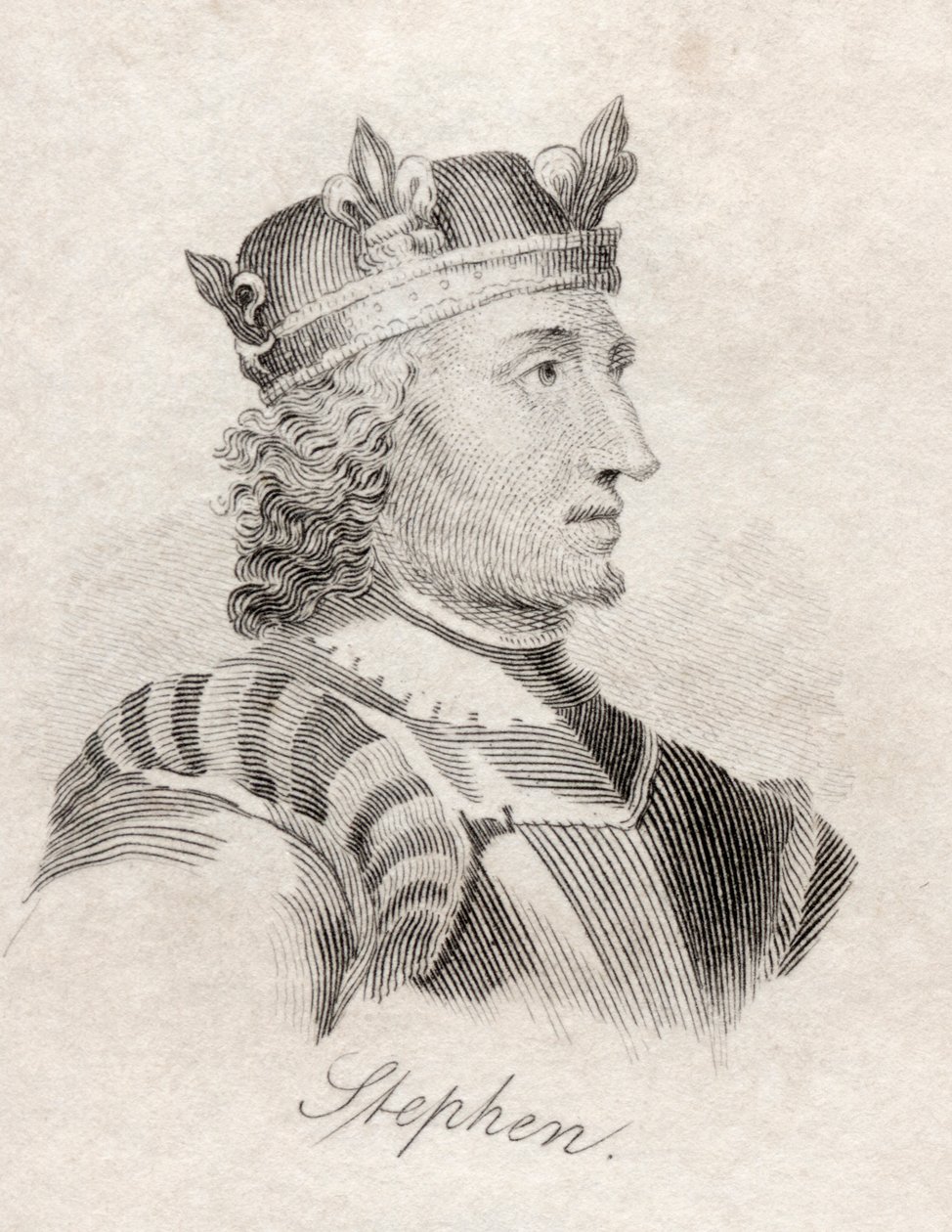 King Stephen, do "Crabb&39;s Historical Dictionary", publicado em 1825 de English School