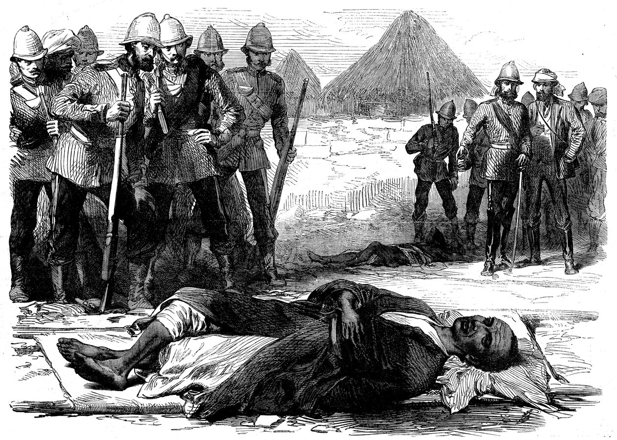 Rei Theodore, enquanto jazia morto em Magdala, da expedição britânica a Magdala, 1868 de English School