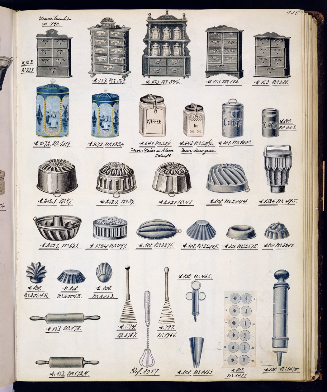 Armazenamento de cozinha e utensílios de um catálogo de produtos domésticos e acessórios, c.1890-1910 de English School