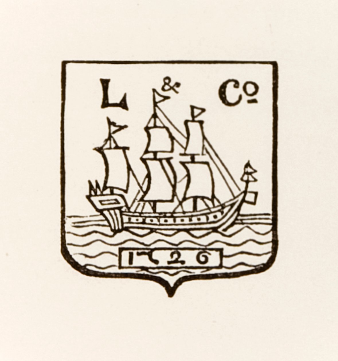 Logotipo L & Co Ship 1726 usado pela Longmans Green and Company de English School