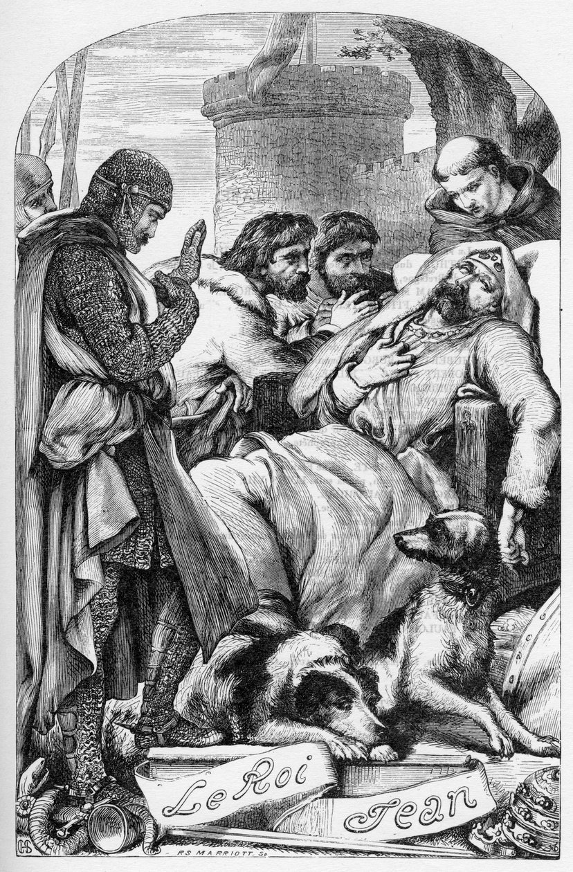 La Vie et la Mort du roi Jean (A Vida e a Morte do Rei João) - (John Lackland) Ilustração em "Works completetes de William Shakespeare" 1866 - As ilustrações e a forma geral desta edição são emprestadas do Shakespeare ilustrado de Cassell, pub de English School