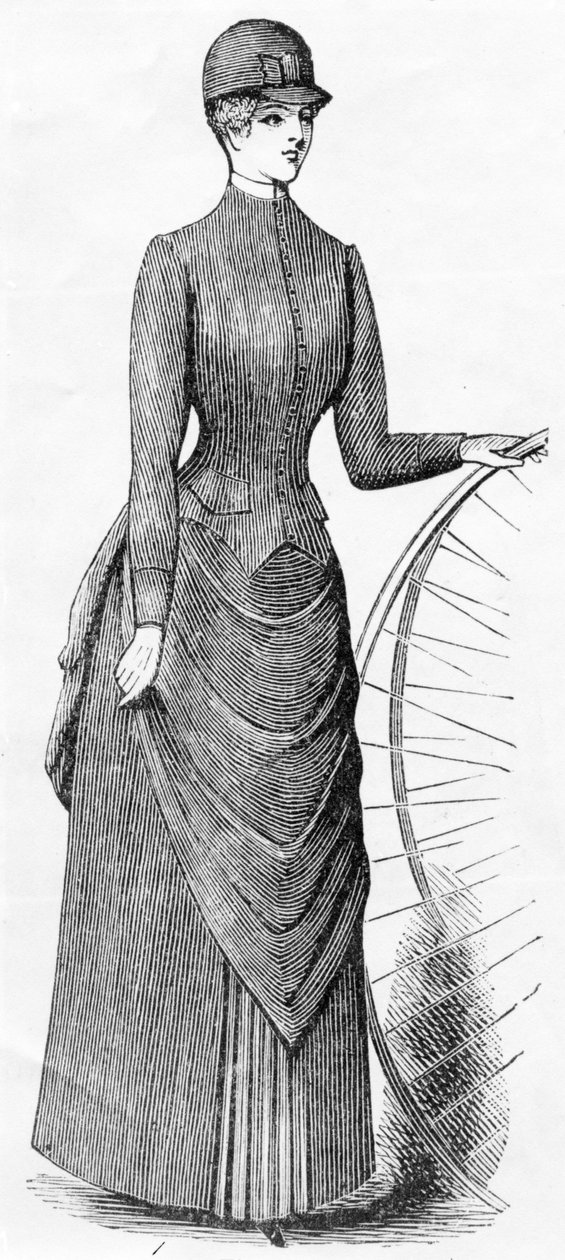 Hábito de ciclismo feminino, c.1880-1900 de English School