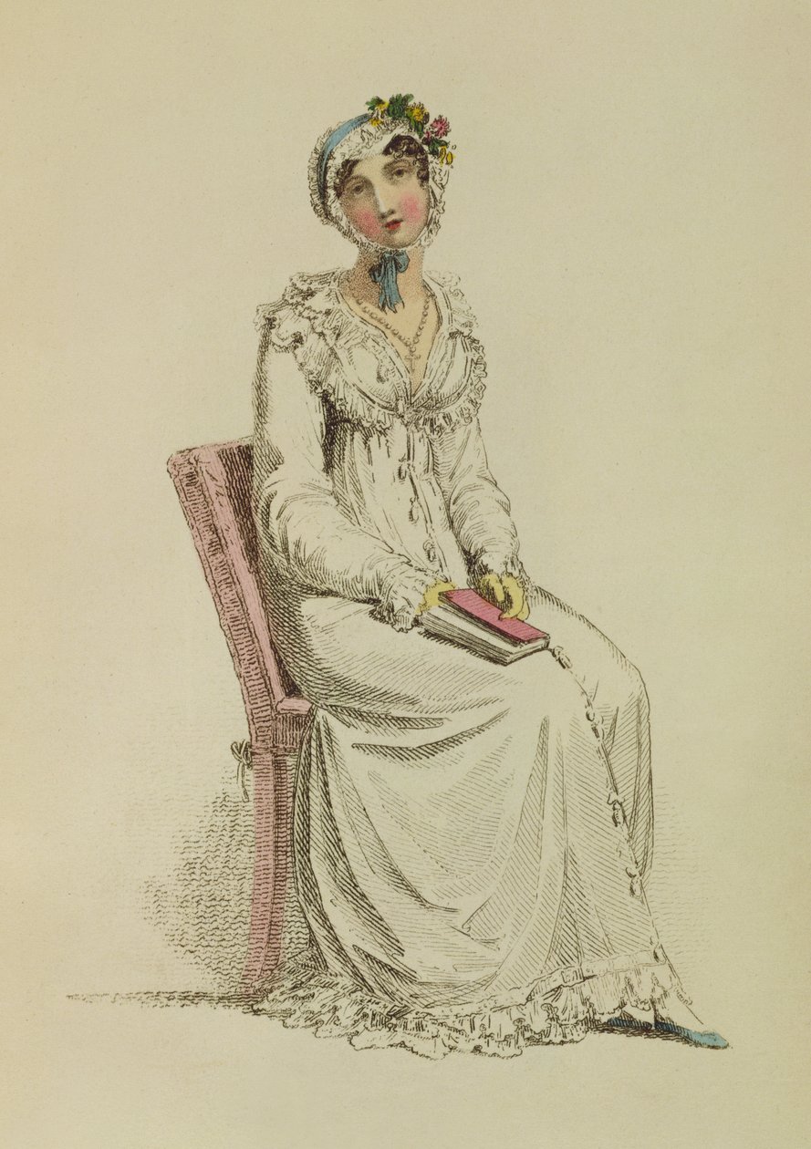 Senhoras vestido de manhã, placa de moda de Ackermanns Repository of Arts, 1815 de English School