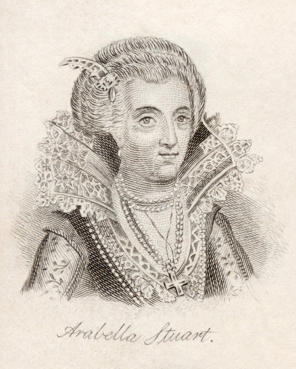 Lady Arabella Stuart, do &39;Crabb&39;s Historical Dictionary&39;, publicado em 1825 de English School