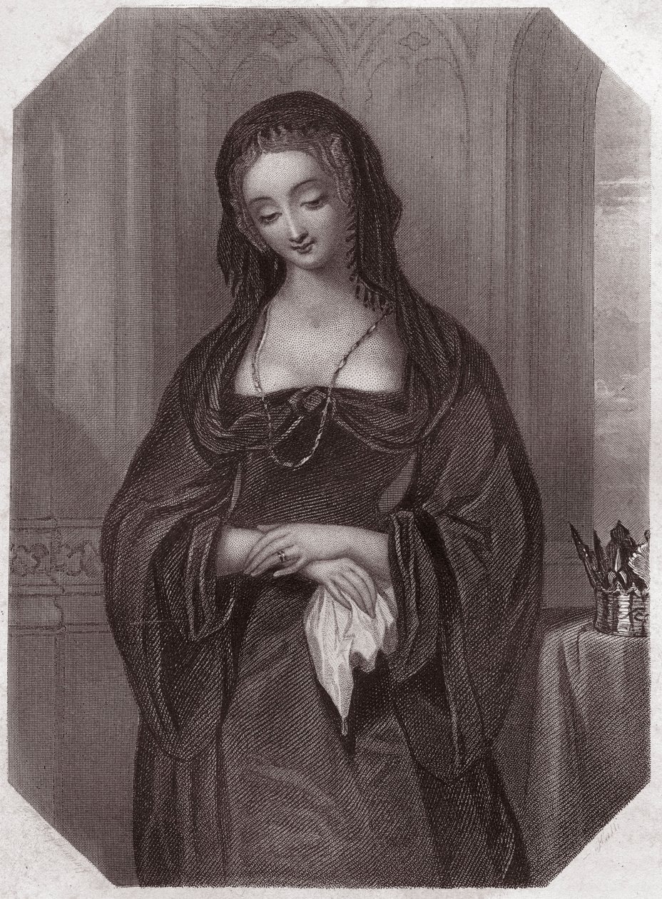 Lady Grey (Henry VI) (Henry VI) (Elizabeth Woodville) em - "Galerie des femmes de Shakespeare, coleção de quarenta e cinco retratos sérios de artistas do início de Londres, enriquecidos com avisos críticos e literários" cerca de 1838 - da "Galerie des femm de English School