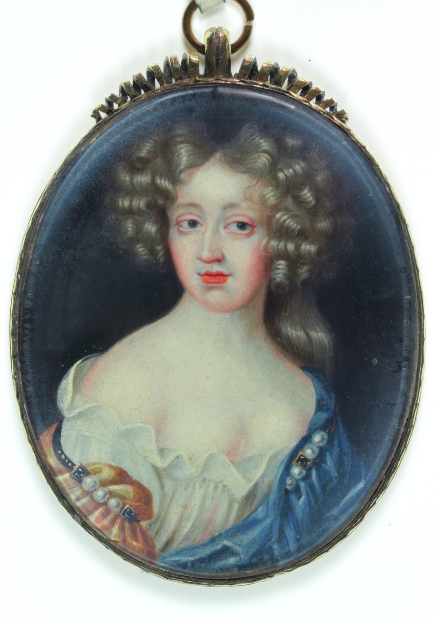 Lady Margaret Cavendish, Duquesa de Newcastle (aguarela em marfim) de English School