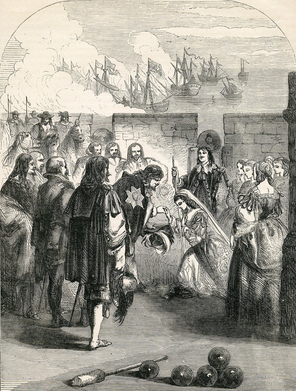 Desembarque da Princesa Henrietta, ilustração tirada de John Cassells Ilustrado História da Inglaterra, 1857 de English School