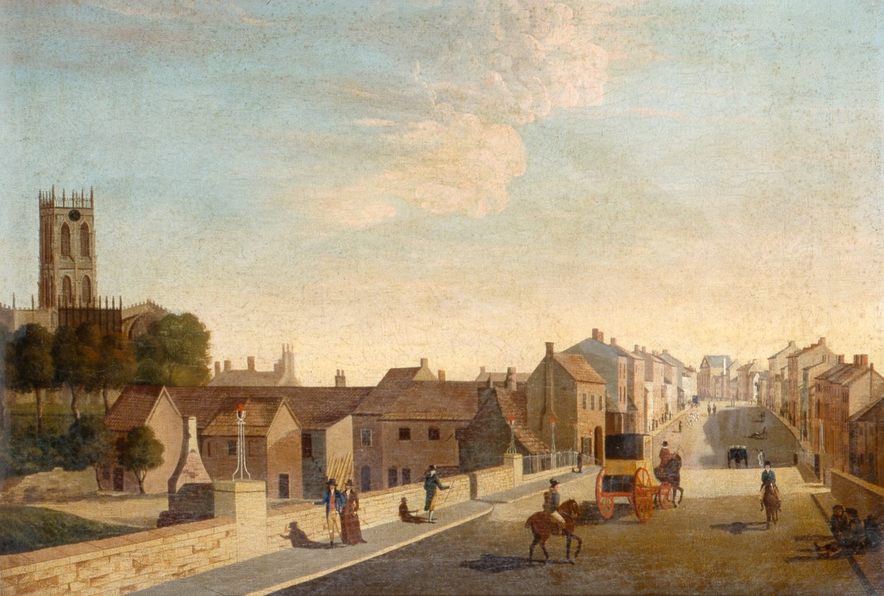 Paisagem com igreja, c.1790 (óleo sobre tela) de English School