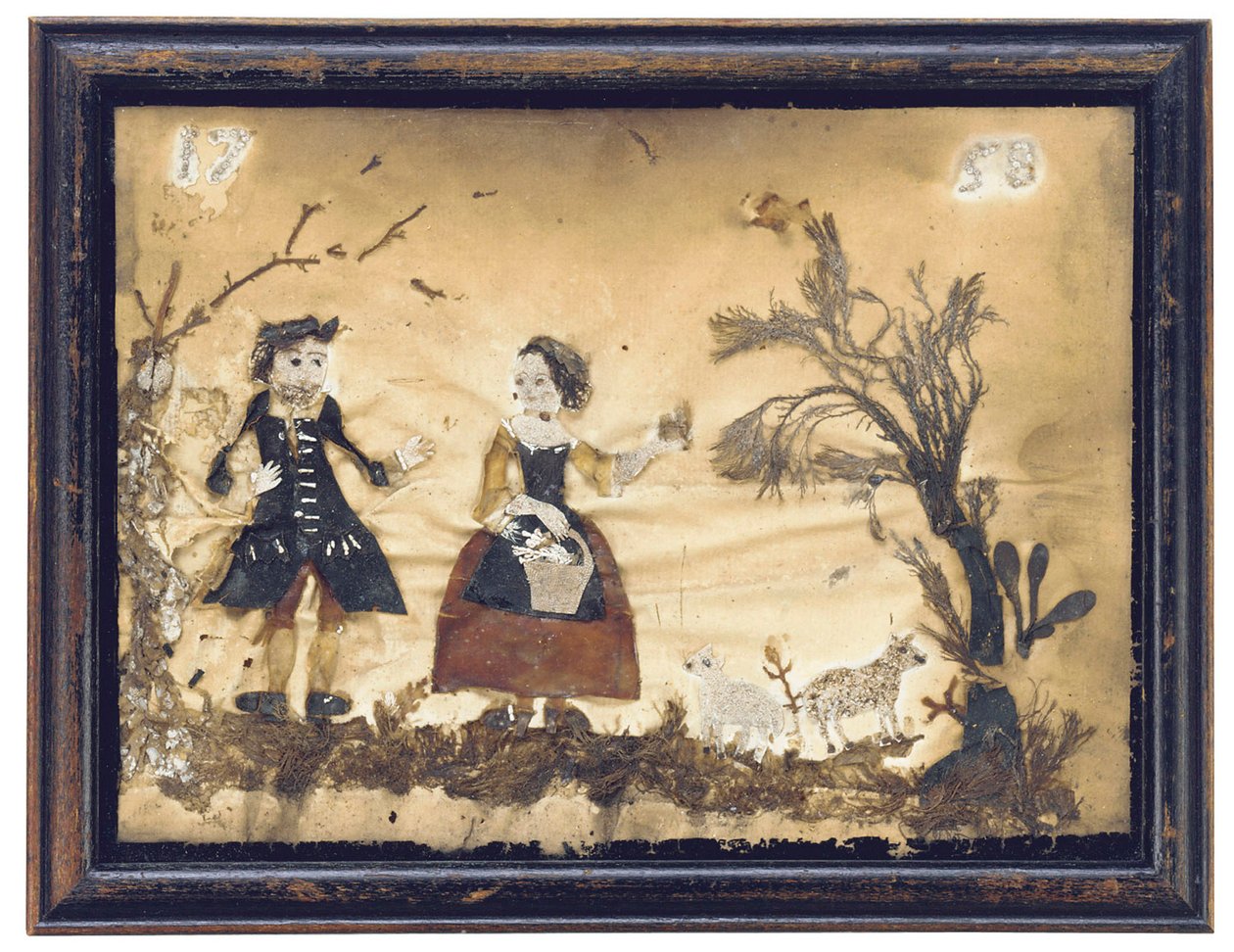 Paisagem com figuras e ovelhas de English School