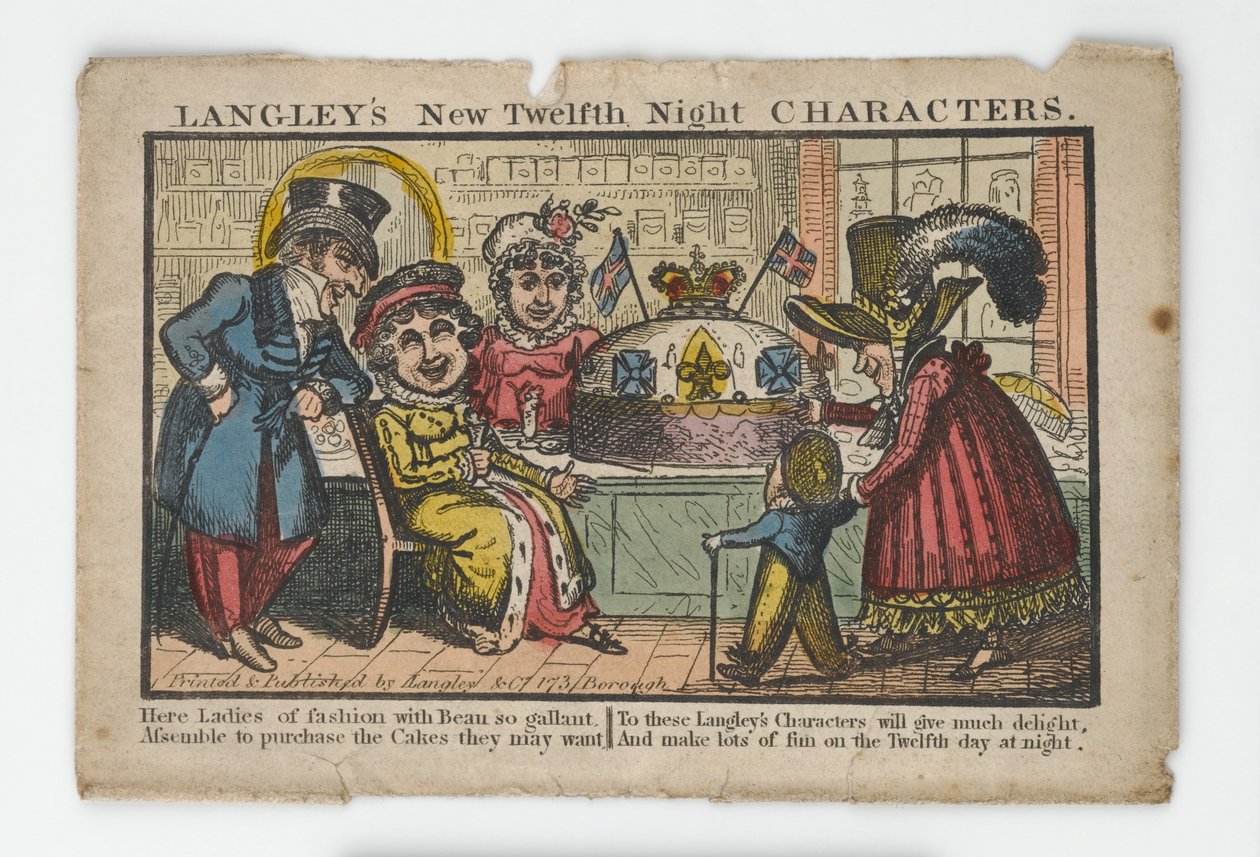Langleys New Twelfth Night Personagens Envelope, 1818 (gravura colorida à mão) de English School