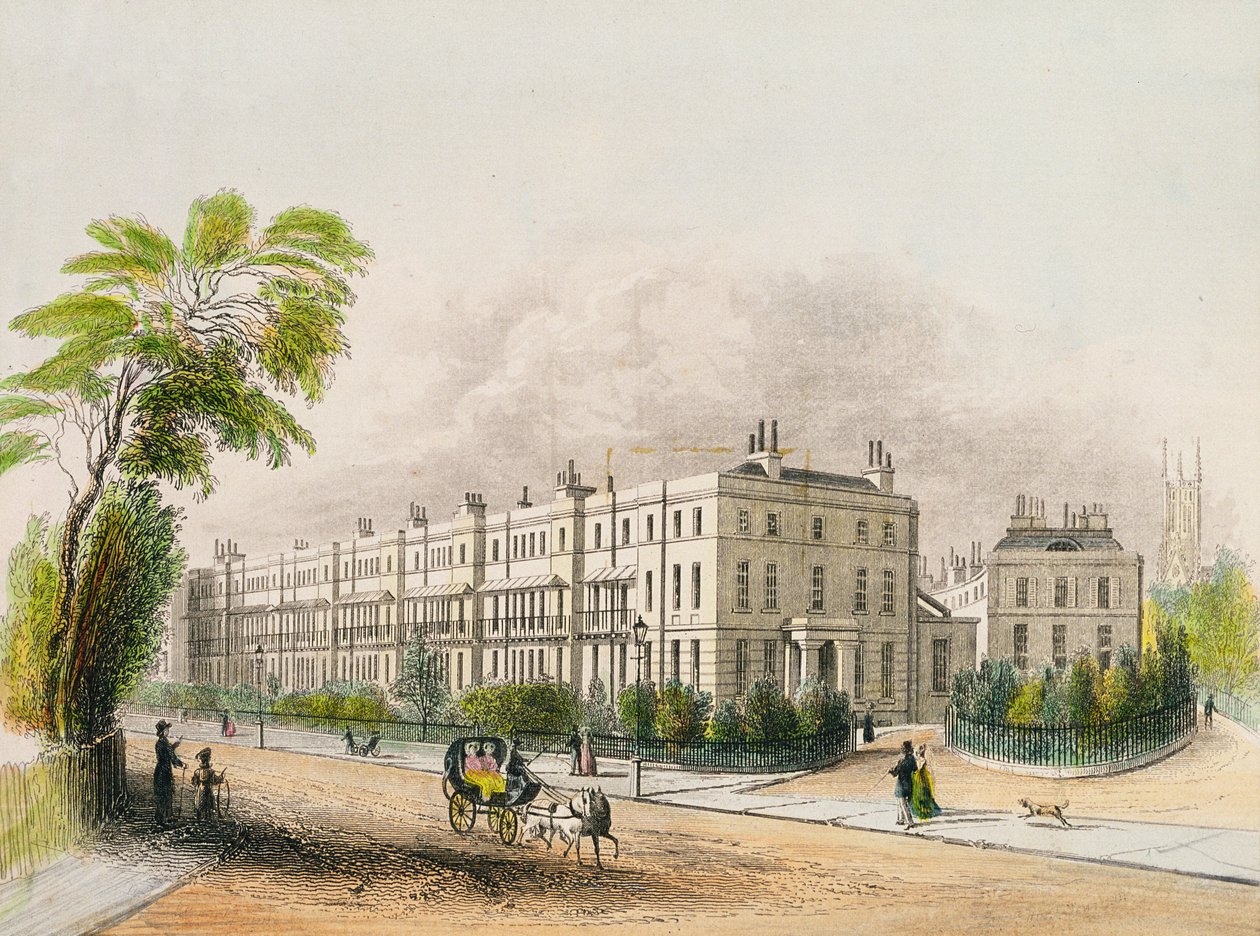 Lansdown Place, Cheltenham, gravado por litografia por MD Eichbaum, c.1845 de English School