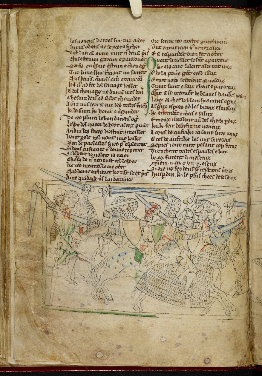 Lansdowne 782 f.26v Uma batalha entre cavaleiros montados, de 