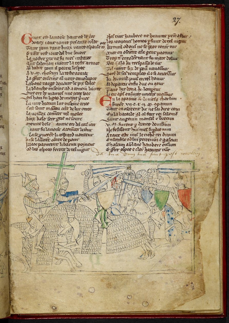 Lansdowne 782 f.27r Uma batalha entre cavaleiros montados, de 