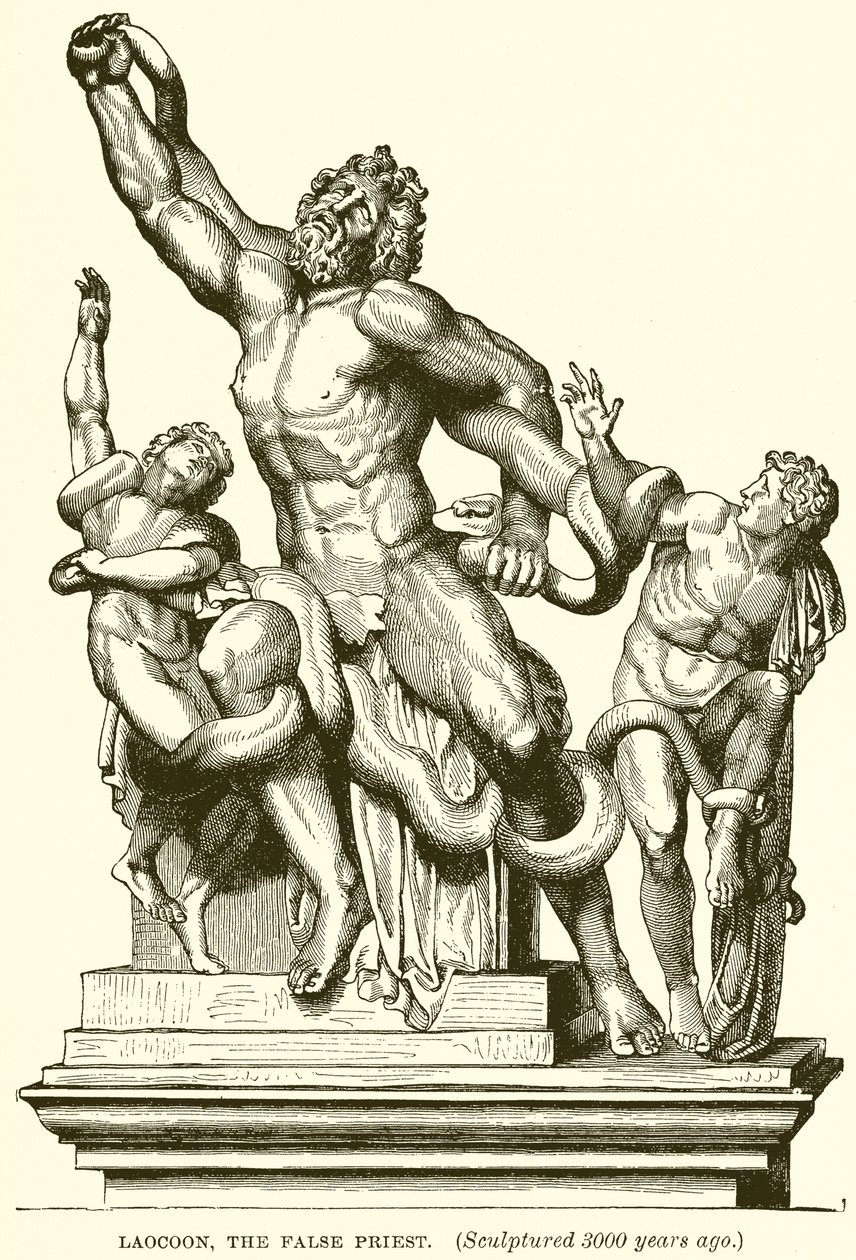 Laocoonte, o Falso Sacerdote. (Esculpida há 3000 anos) (gravura) de English School