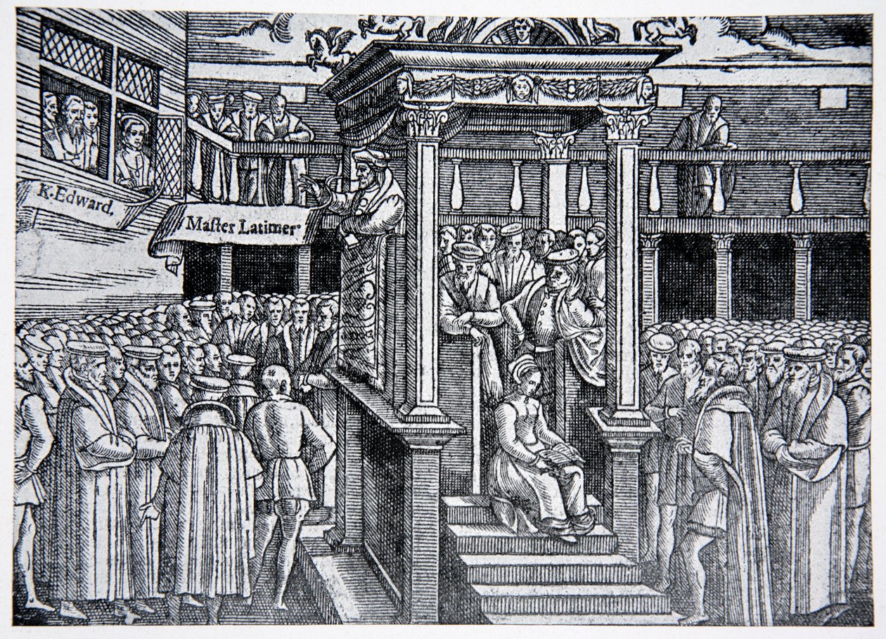 Latimer pregando antes de Edward VI, ilustração de The History of the Nation de English School