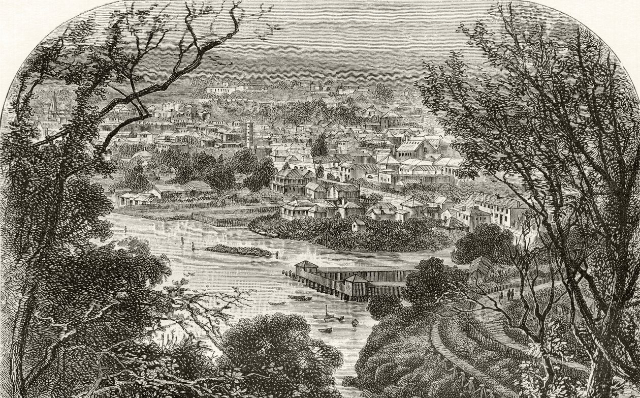 Launceston, Tasmânia, c.1880, de &39;Australian Pictures&39;, de Howard Willoughby, publicado pela Religious Tract Society, Londres, 1886 de English School
