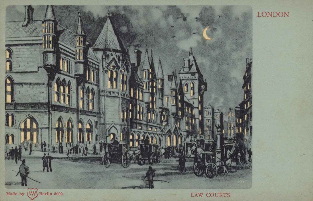 Law Courts, Londres (litografia a cores) de English School