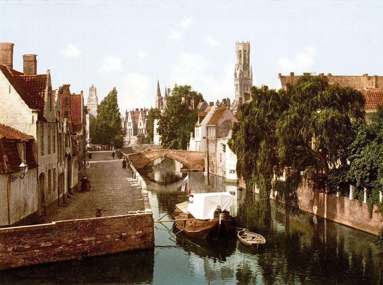 O Green Quay, Bruges (foto colorida à mão) de English School