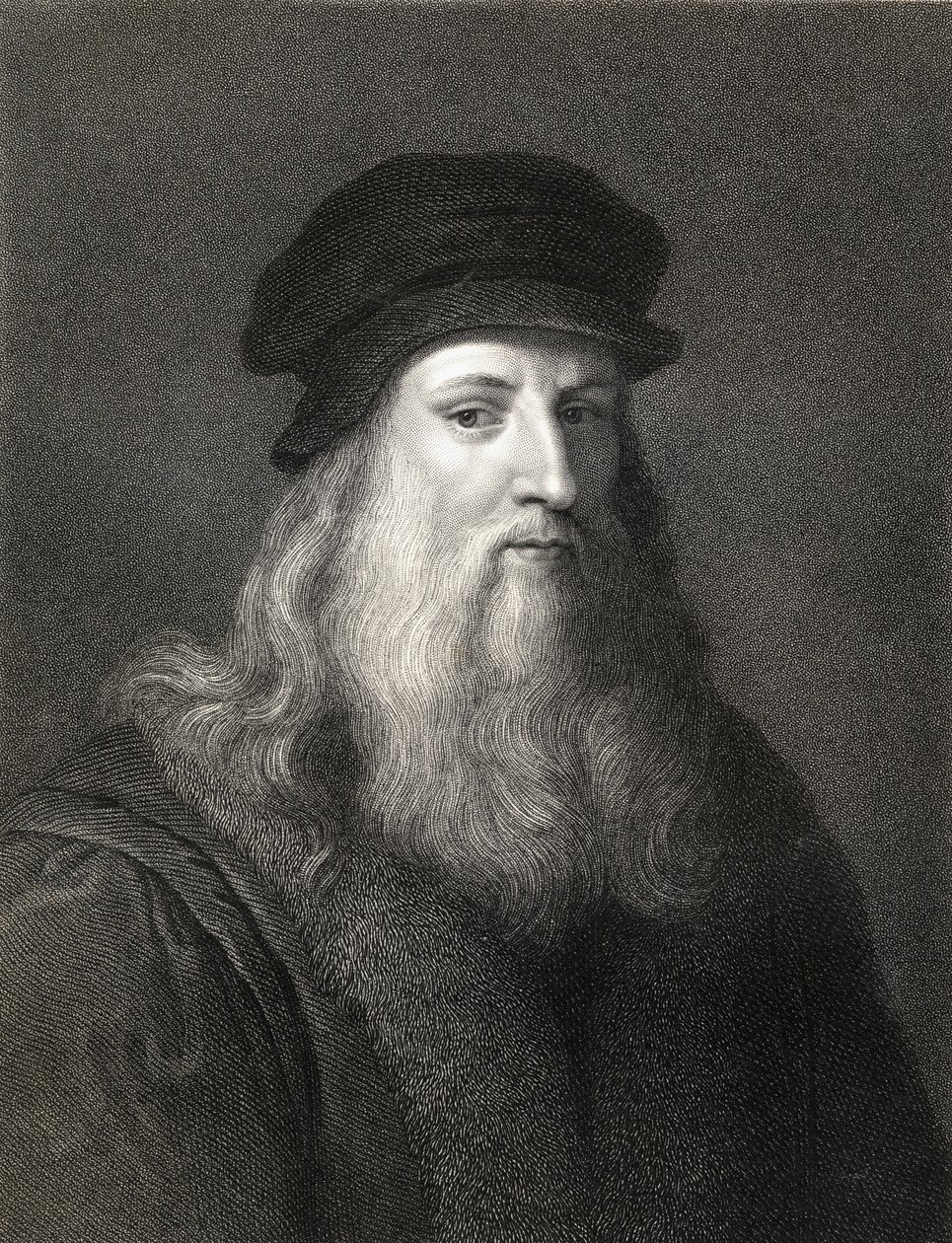 Gravura de Leonardo da Vinci (1452-1519) de English School