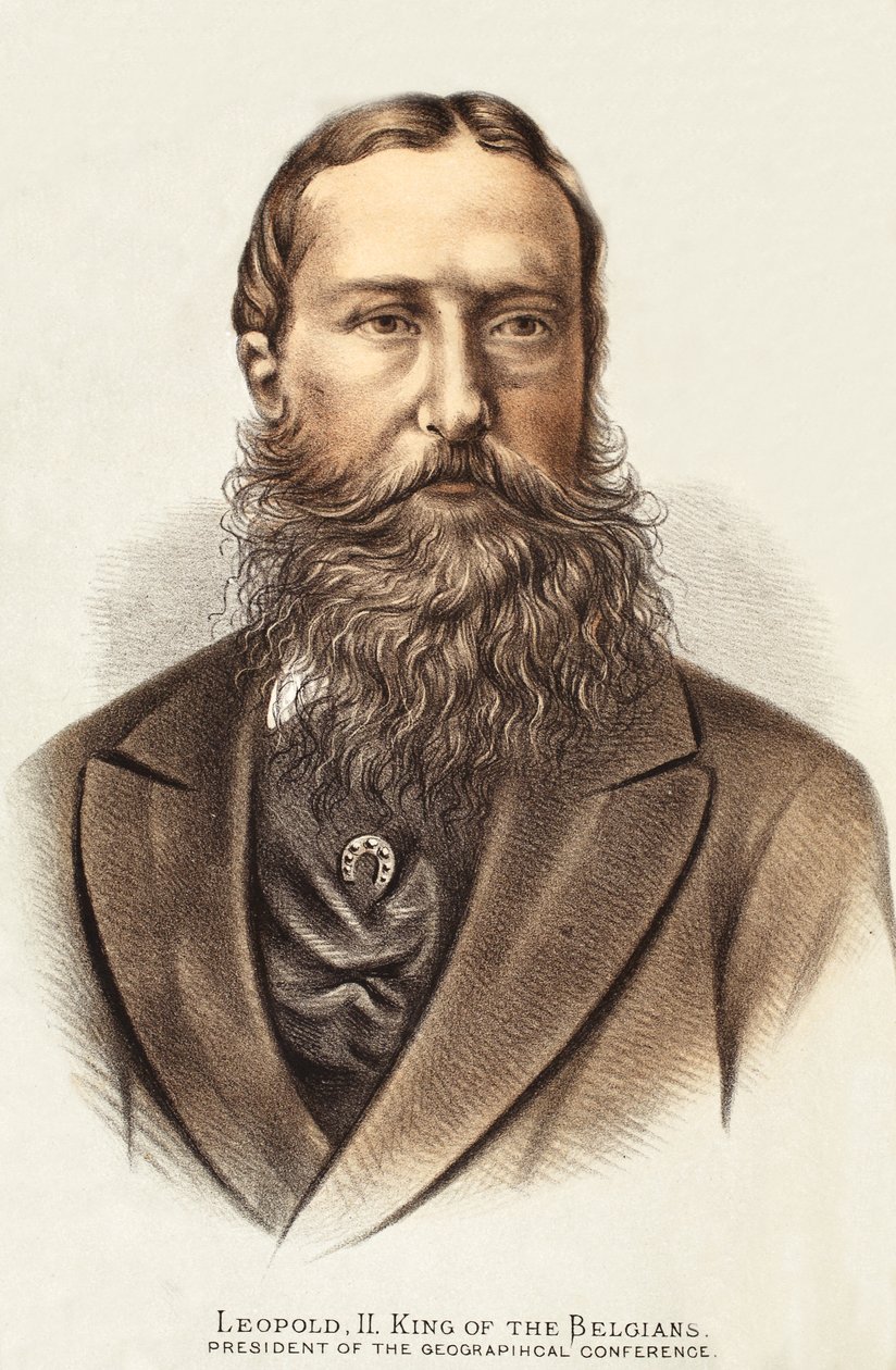 Leopold II, rei dos belgas, ilustração da edição pictórica da vida e das descobertas de David Livingstone por J. Ewing Richie, bar. por A. Fullarton & Co., 1876 de English School