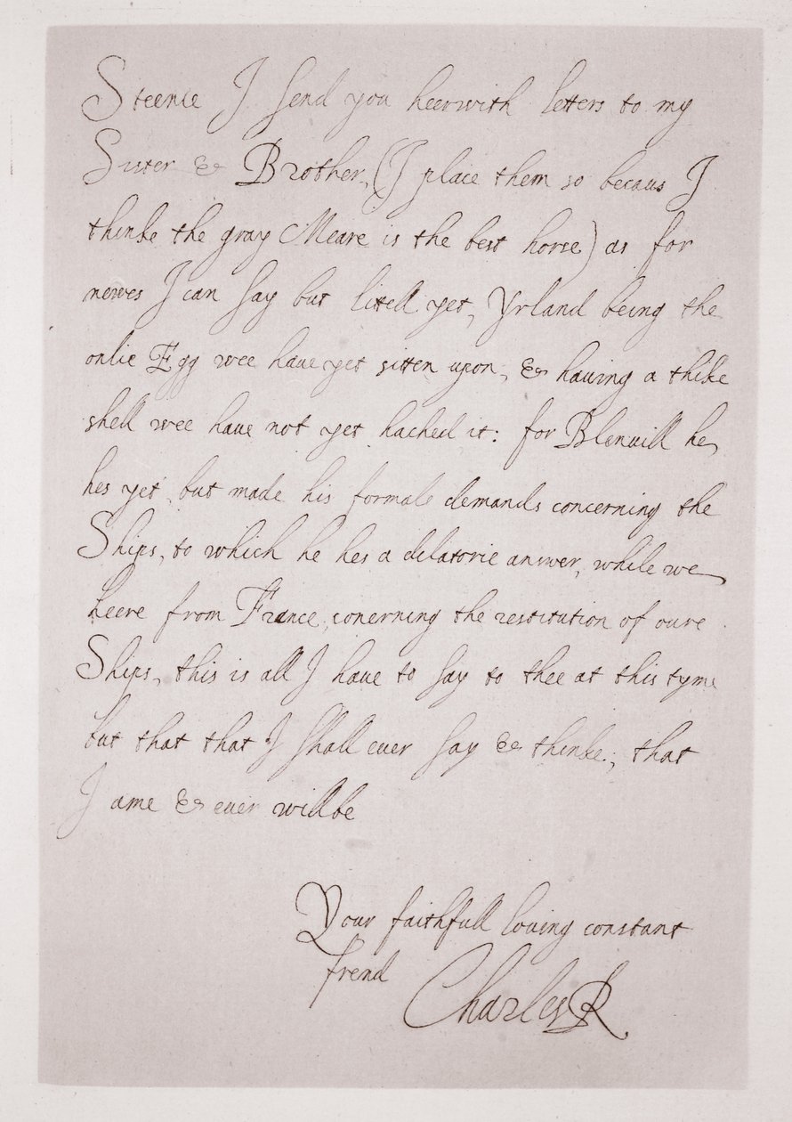 Carta de Carlos I ao Duque de Buckingham de English School