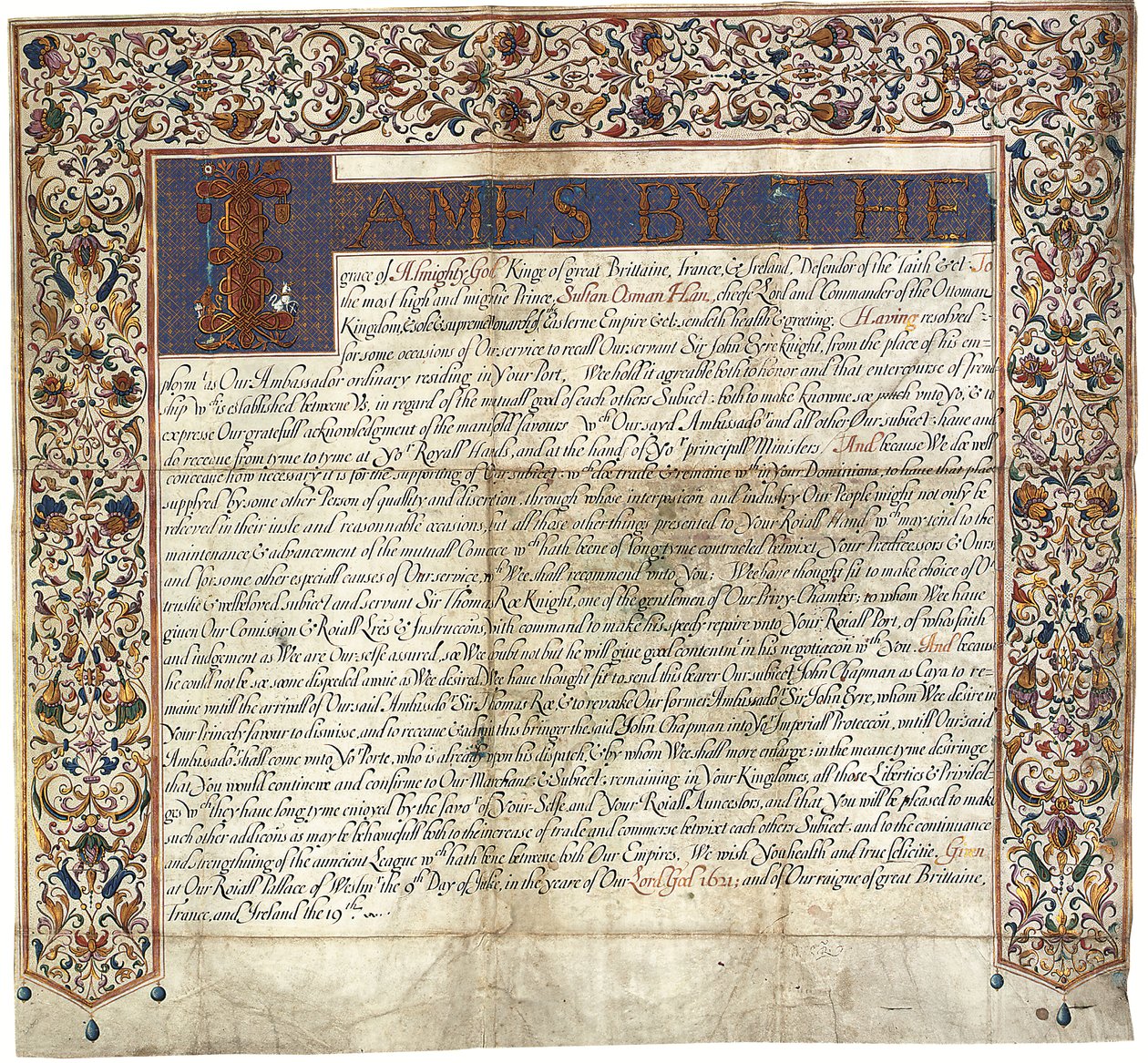 Carta ao Sultão Osman Han do Rei James VI e I de English School
