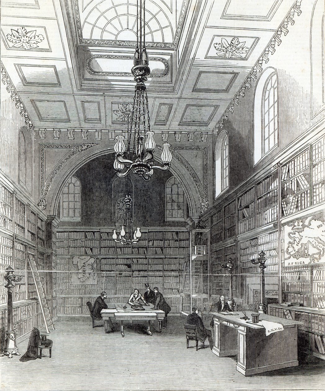 Biblioteca da Câmara dos Lordes, de &39;The Illustrated London News&39;, 22 de março de 1845 de English School