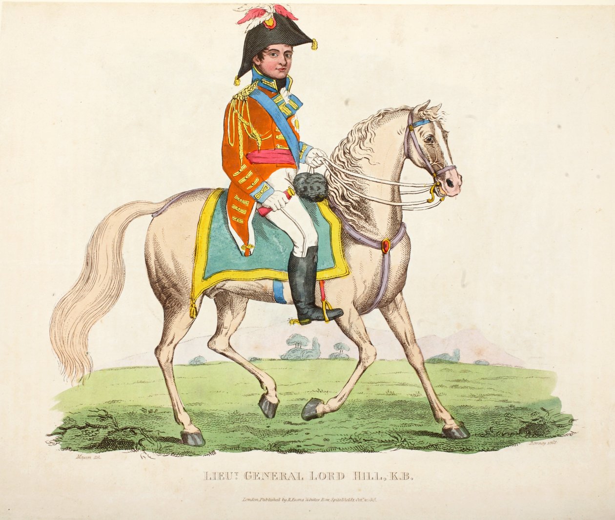 Tenente General Lorde Hill KB, pub. por Richard Evans, engr romney, ilustração de um relato histórico da batalha de Waterloo por William Mudford, 1816 de English School