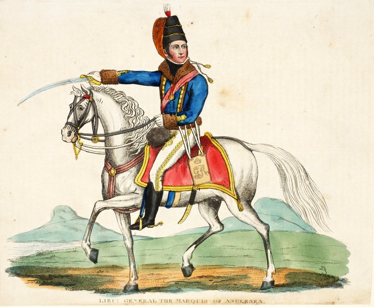 Tenente Geral O Marquês de Anglesea, pub. por Richard Evans, engr romney, ilustração de um relato histórico da batalha de Waterloo por William Mudford, 1816 de English School