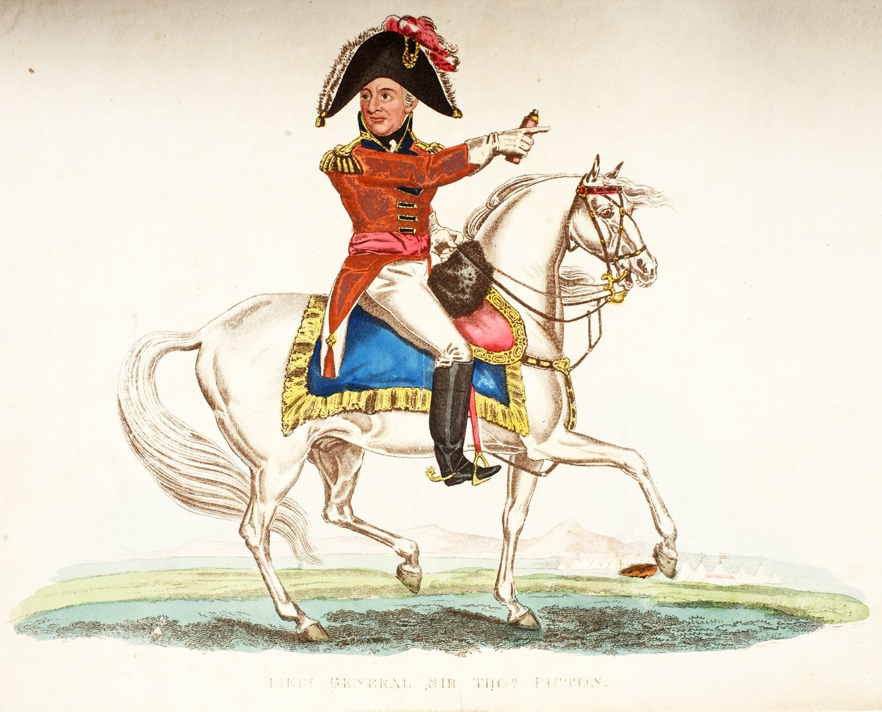 Tenente-general Sir Thomas Picton, pub. por Richard Evans, engr romney, ilustração de um relato histórico da batalha de Waterloo por William Mudford, 1816 de English School