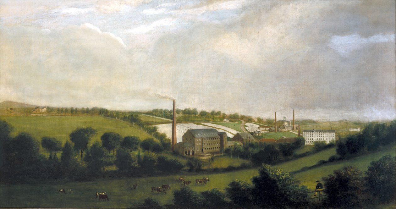 Moinho de linho em Chapelizod, perto de Lucan, Dublin, Irlanda, c.1840 de English School
