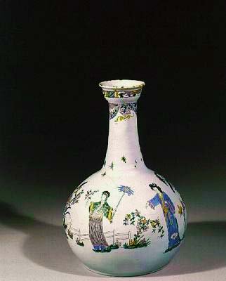 Garrafa de água de Liverpool com decoração de chinoiserie esmaltada, c.1750 (louça de barro) de English School