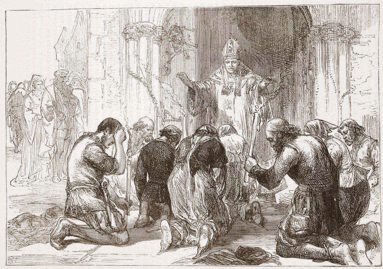 Lolardos fazendo a abjuração de sua fé, ilustração da História do Protestantismo por James Aitken Wylie (1808-1890), pub. 1878 de English School