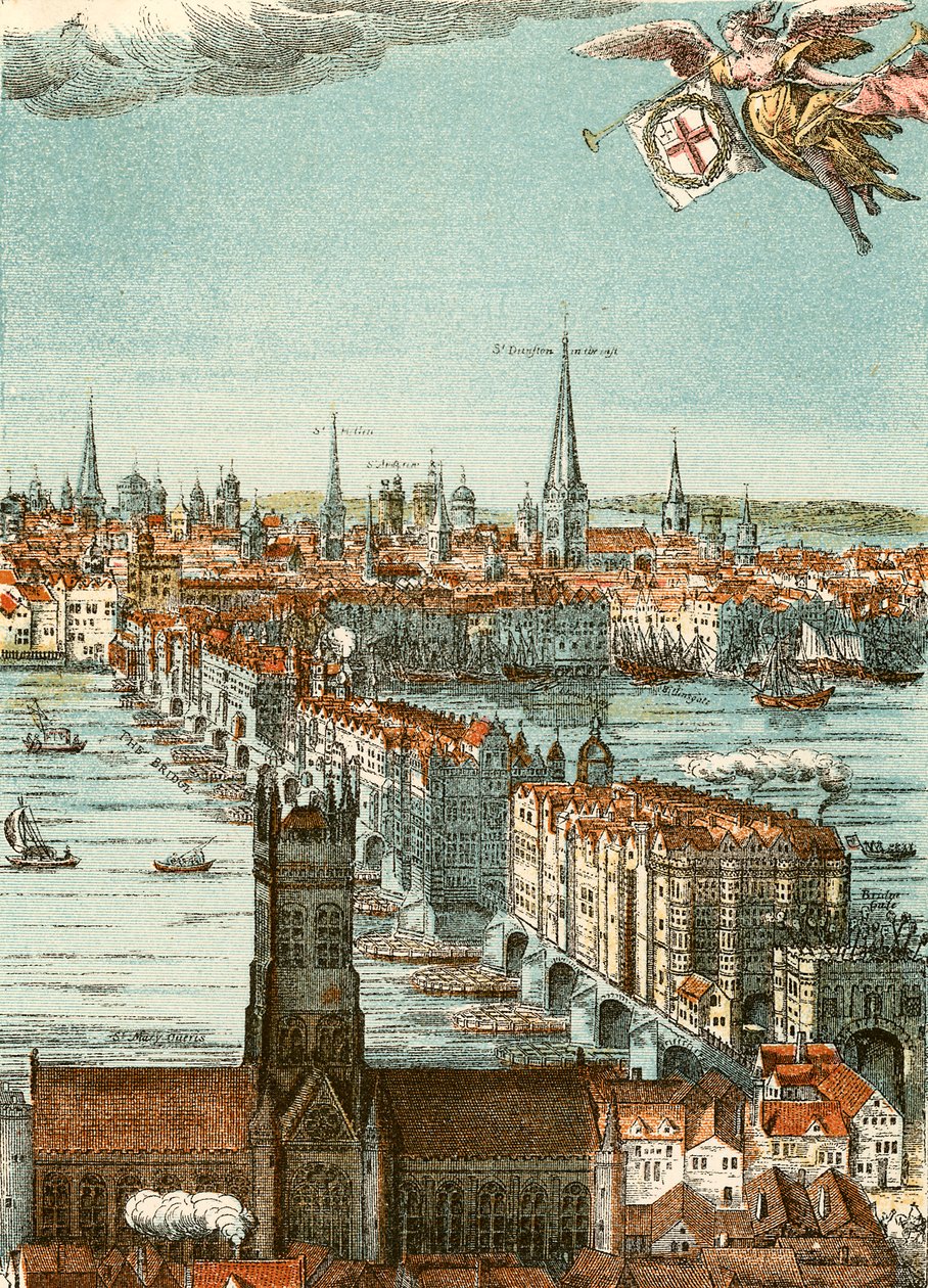 Ponte de Londres (gravura a cores) de English School