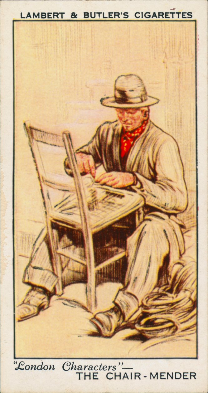 Personagens de Londres: O remendador de cadeiras (litografia a cores) de English School