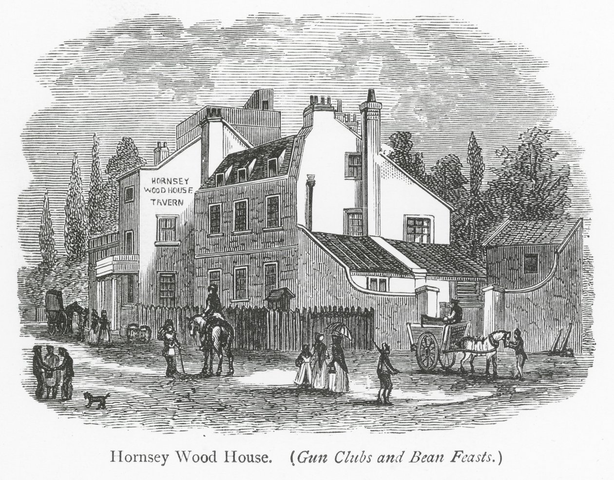 Clubes de Londres: Hornsey Wood House (gravura) de English School