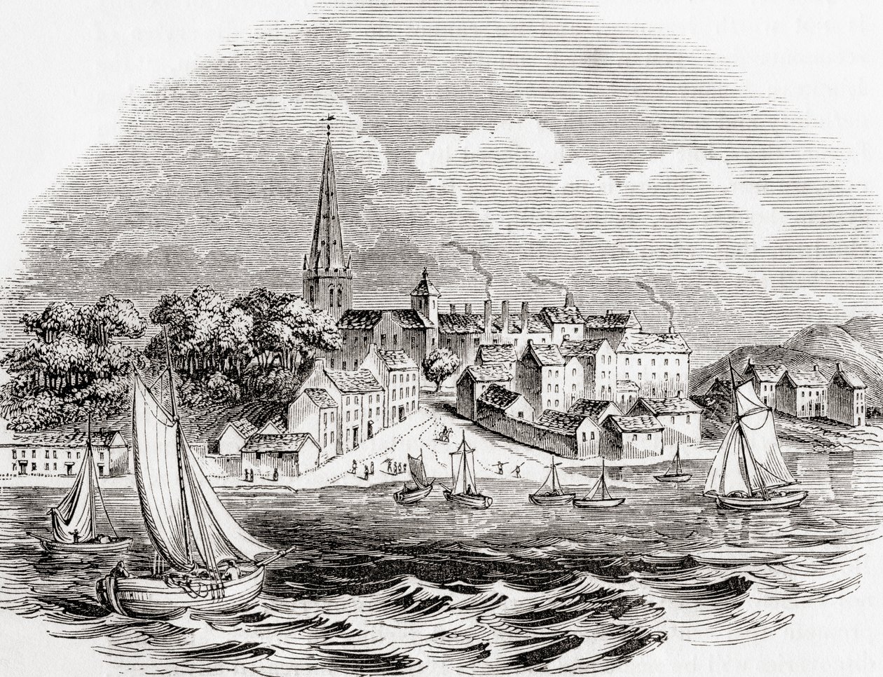 Londonderry, Irlanda do Norte, de Old England: A Pictorial Museum, pub. 1847 de English School