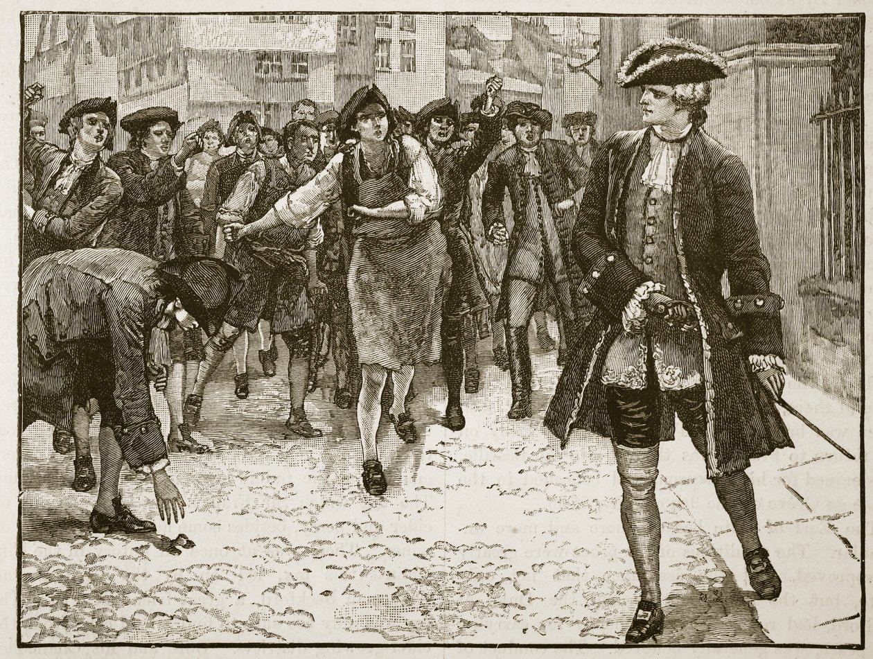 Senhor Bute e os londrinos, 1763, ilustração da história ilustrada de Cassells da Inglaterra (foto sépia) de English School